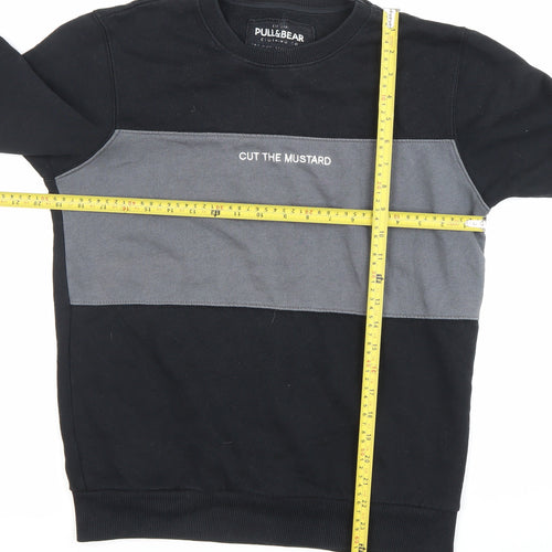 Pull&Bear Men’s Black Grey Colour Block Sweatshirt Size S