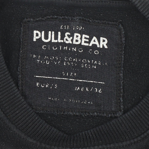 Pull&Bear Men’s Black Grey Colour Block Sweatshirt Size S