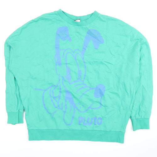 George Disney Pluto Green Women's Sweatshirt Size 12 Pullover