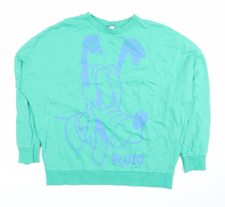 George Disney Pluto Green Women's Sweatshirt Size 12 Pullover