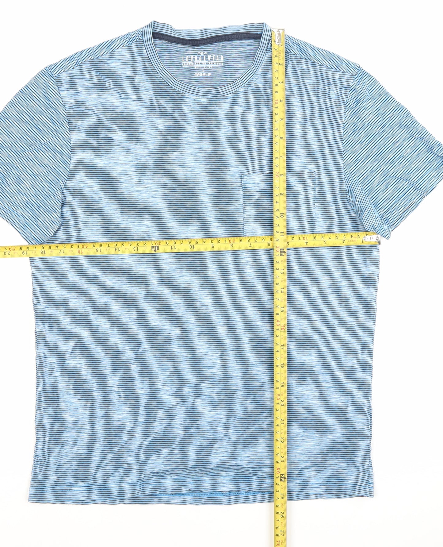 Next Men’s Blue Striped Cotton Crew Neck T-Shirt Size S