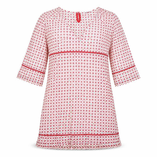 White Stuff Womens Pink Geometric Shift Dress Size 10 V-Neck 3/4 Sleeve