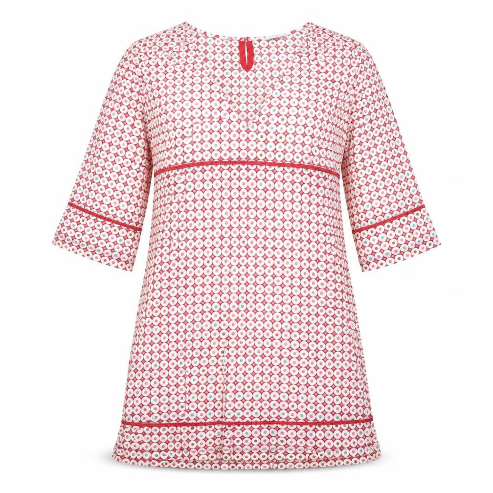 White Stuff Womens Pink Geometric Shift Dress Size 10 V-Neck 3/4 Sleeve