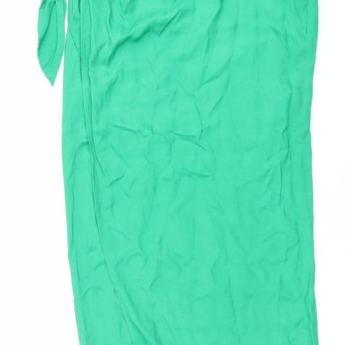 Zara Women’s Green Wrap Midi Skirt Size M Viscose Summer Beachwear