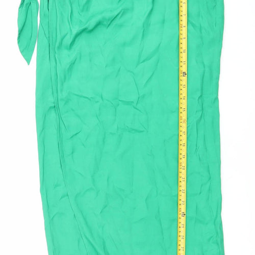 Zara Women’s Green Wrap Midi Skirt Size M Viscose Summer Beachwear