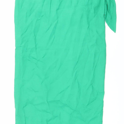 Zara Women’s Green Wrap Midi Skirt Size M Viscose Summer Beachwear