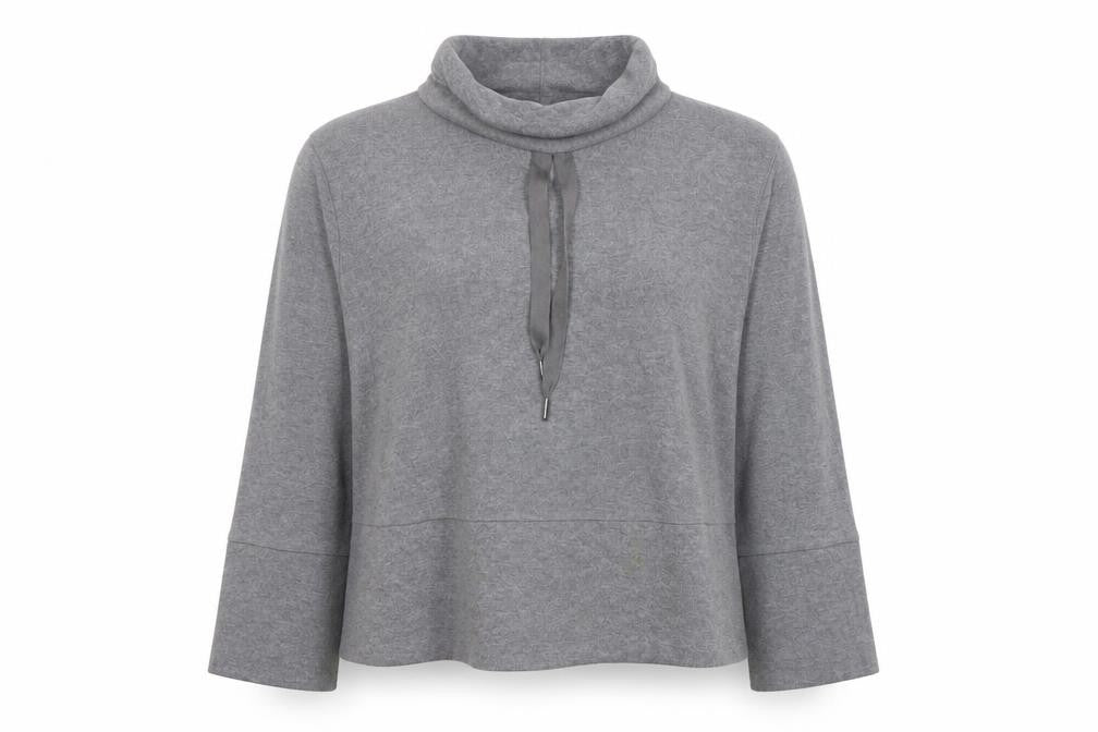 Front view of Next Women Grey Cowl Neck Pullover Sweatshirt, size 14