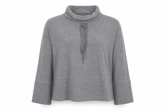 Front view of Next Women Grey Cowl Neck Pullover Sweatshirt, size 14