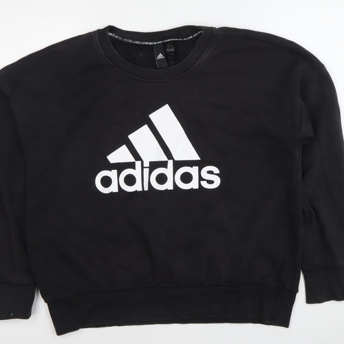 Adidas Womens Black M Pullover Sweatshirt Logo Sportswear