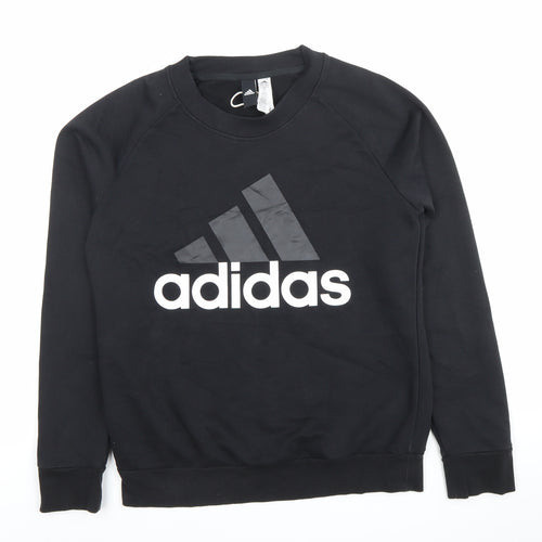 Adidas Womens Black Pullover Sweatshirt Size 12 Logo Sports Top