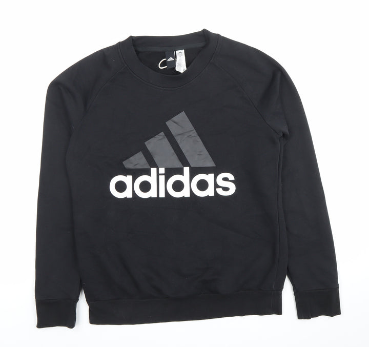 Adidas Womens Black Pullover Sweatshirt Size 12 Logo Sports Top