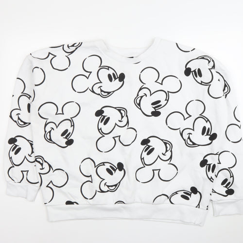 Disney Mickey Mouse Unisex Adults White L Pullover Sweatshirt