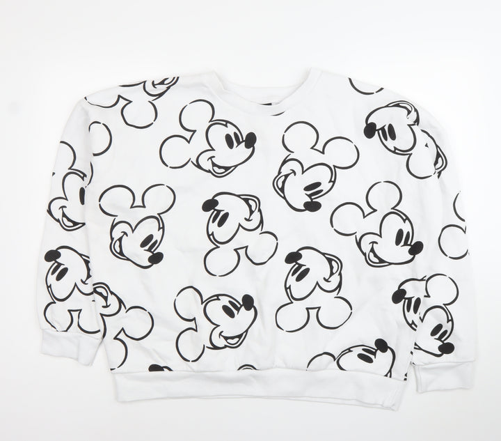 Disney Mickey Mouse Unisex Adults White L Pullover Sweatshirt