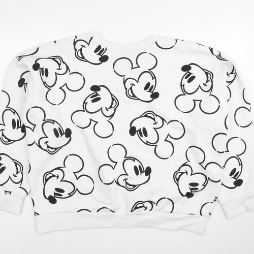 Disney Mickey Mouse Unisex Adults White L Pullover Sweatshirt