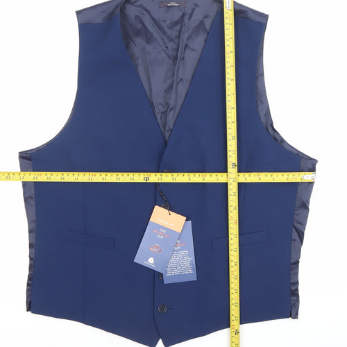 Marks and Spencer Men's Blue Wool Blend Slim Fit Waistcoat L 41-43"