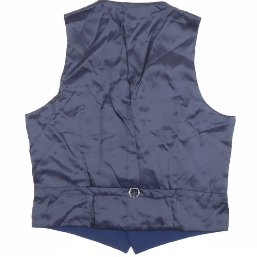 Marks and Spencer Men's Blue Wool Blend Slim Fit Waistcoat L 41-43"