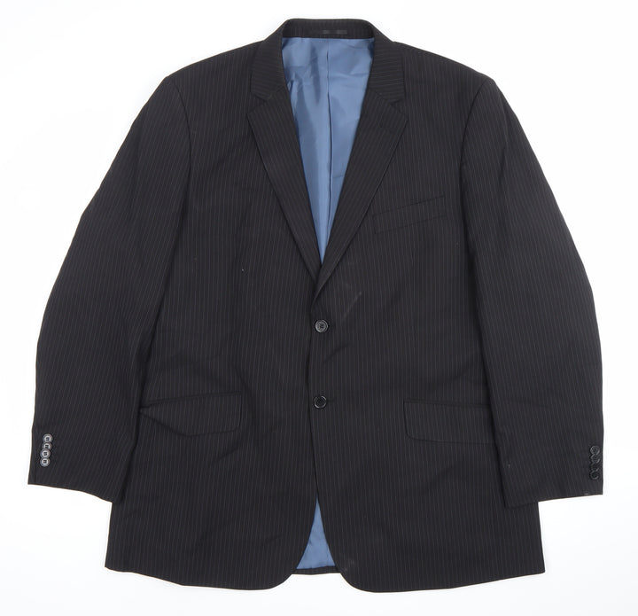 F&F Men's Black Pinstripe 46 Blazer Jacket Formal Wedding