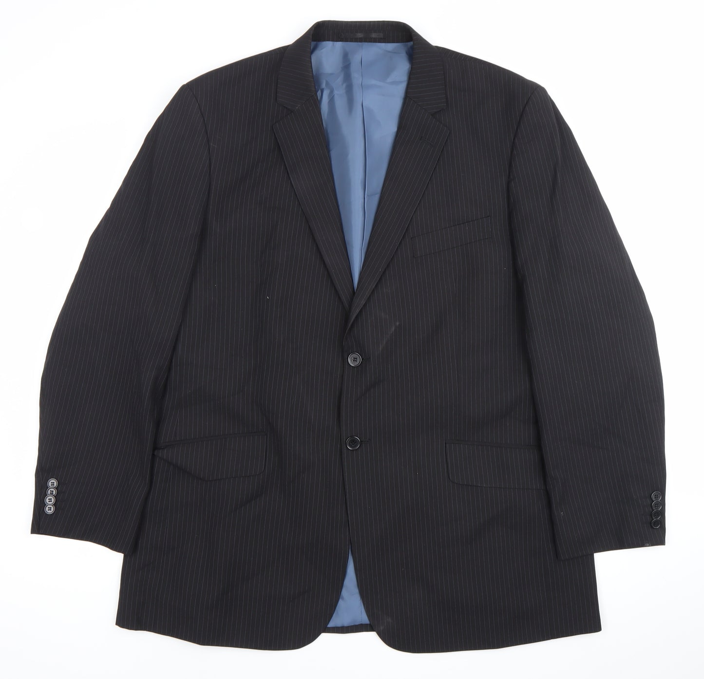 F&F Men's Black Pinstripe 46 Blazer Jacket Formal Wedding