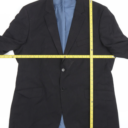 F&F Men's Black Pinstripe 46 Blazer Jacket Formal Wedding