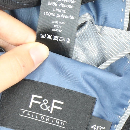 F&F Men's Black Pinstripe 46 Blazer Jacket Formal Wedding