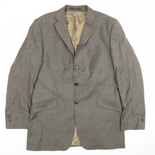 Jeff Banks Men’s Brown Checked Wool Blazer Jacket Size 42 Regular