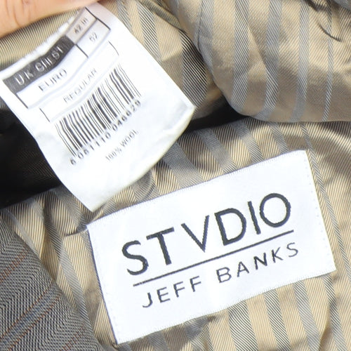 Jeff Banks Men’s Brown Checked Wool Blazer Jacket Size 42 Regular