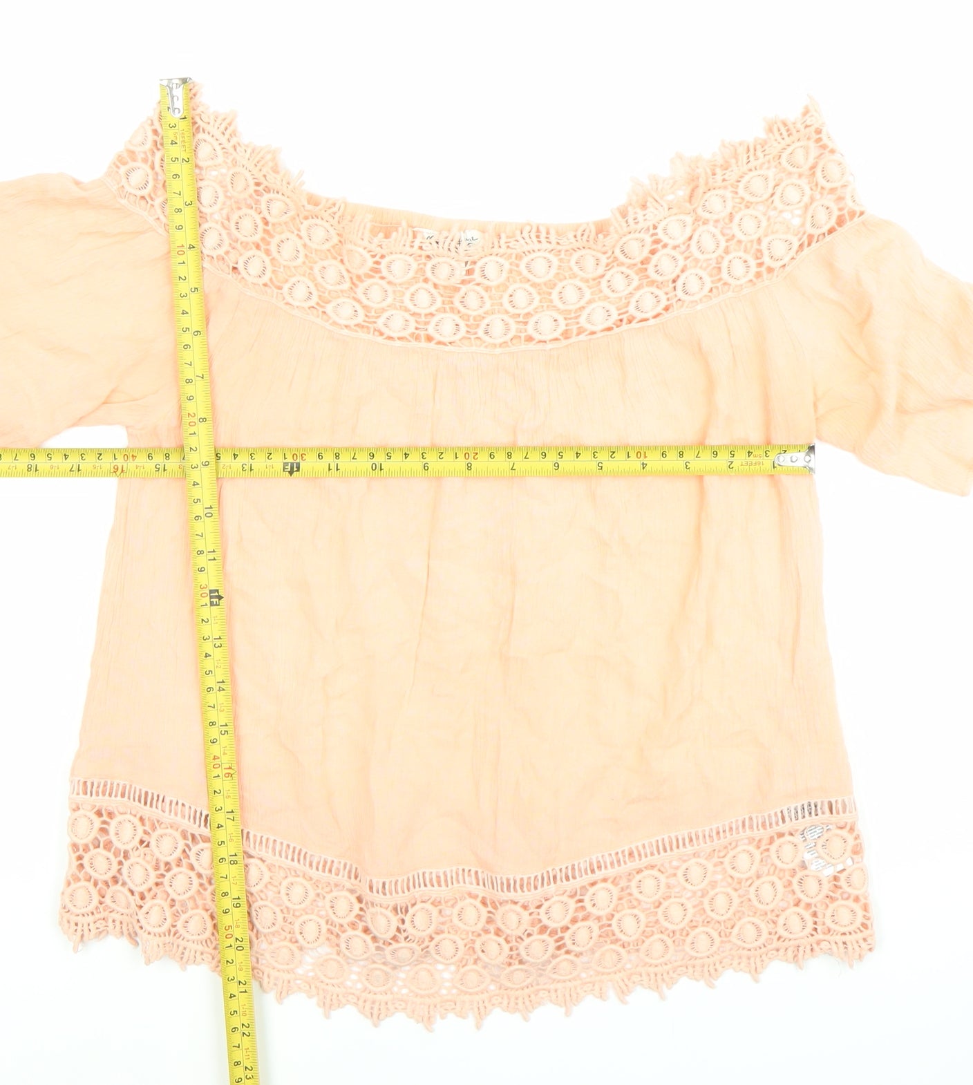Miss Selfridge Womens Pink Off Shoulder Crochet Cotton Blouse Size 8