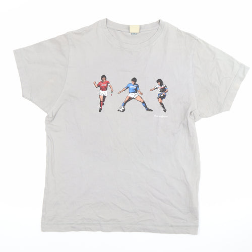 Transalpino Men’s Grey Graphic Football Print T-Shirt Size S