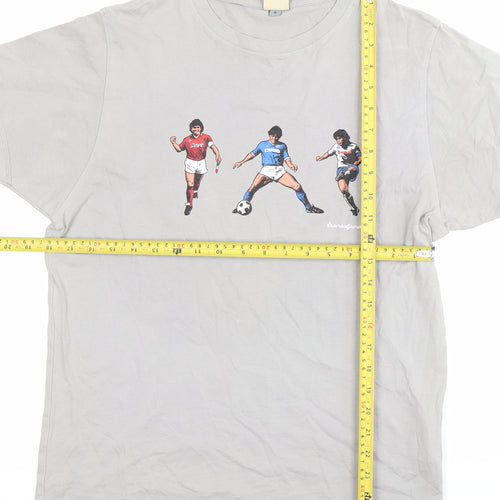Transalpino Men’s Grey Graphic Football Print T-Shirt Size S