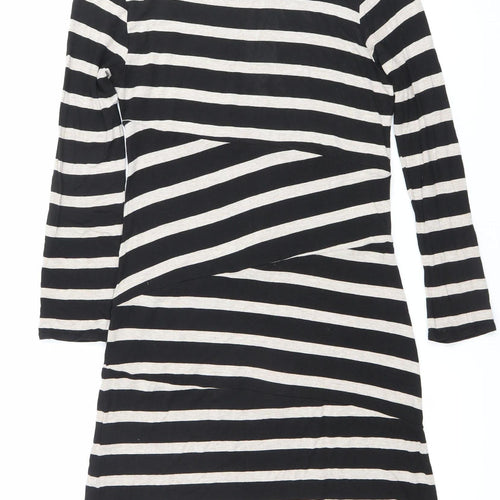 French Connection Women’s Black Beige Striped Shift Dress Size 10