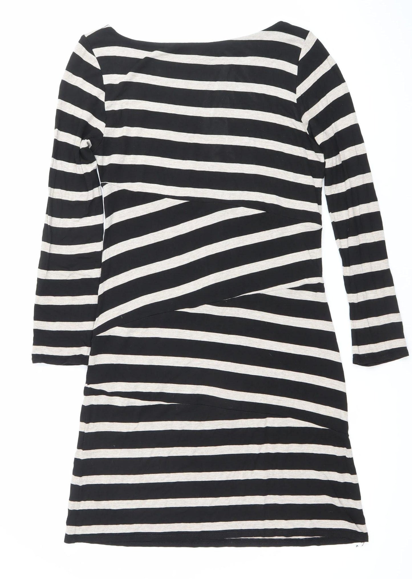 French Connection Women’s Black Beige Striped Shift Dress Size 10