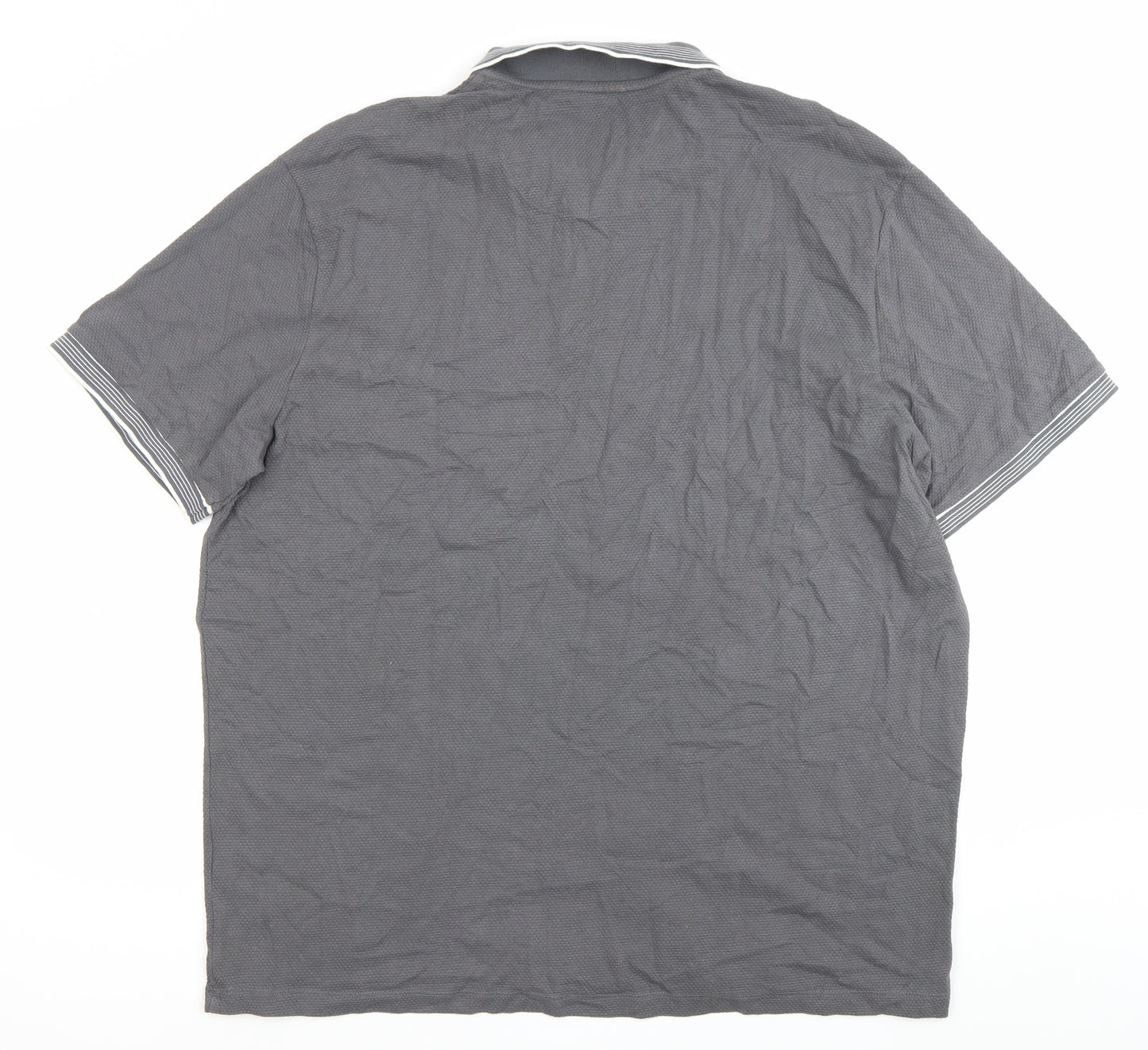 Next Men’s Grey 2XL Polo Shirt Short Sleeve 1/4 Zip Cotton