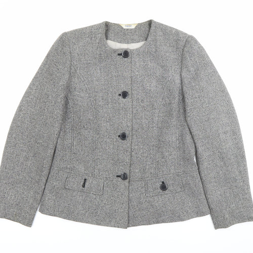 Happit Womens Grey Size 12 Single-Breasted Blazer Jacket