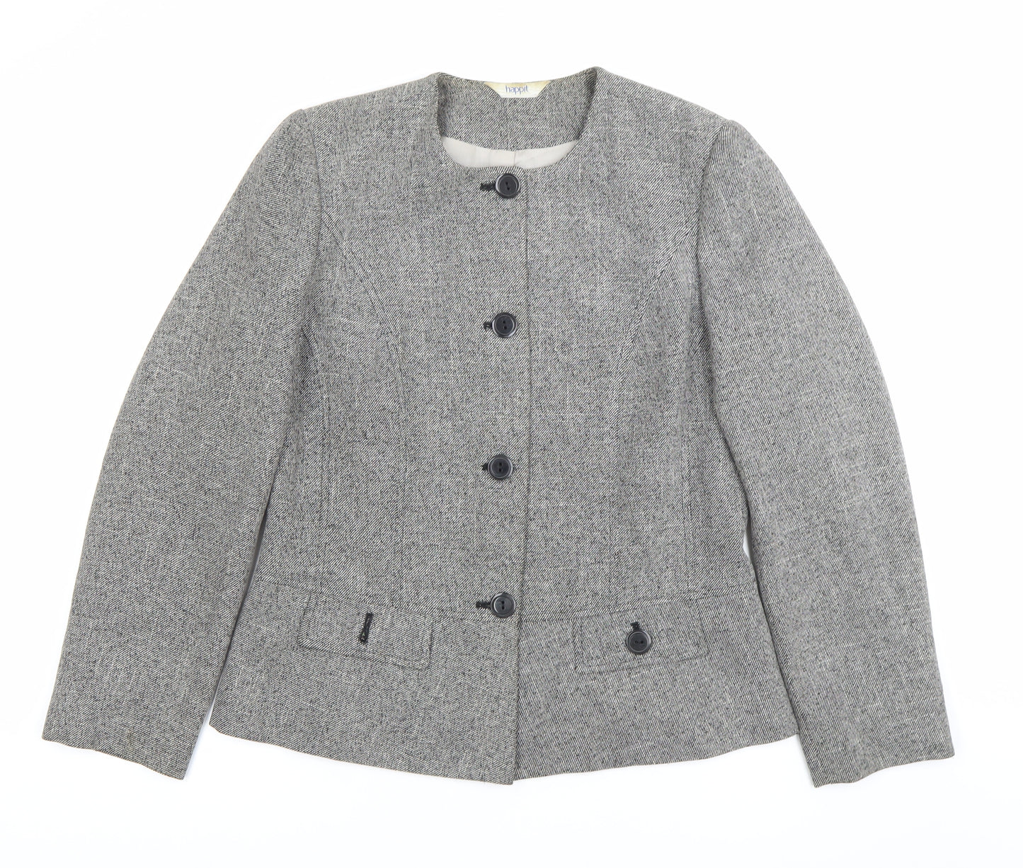 Happit Womens Grey Size 12 Single-Breasted Blazer Jacket