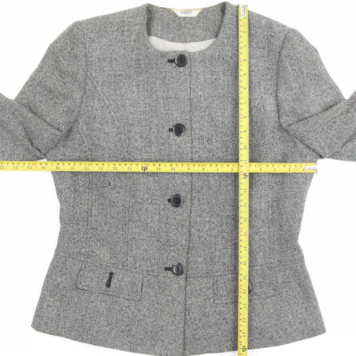 Happit Womens Grey Size 12 Single-Breasted Blazer Jacket