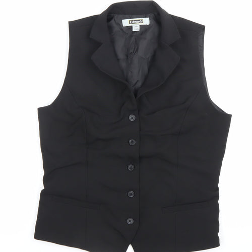 Edwards Womens Black Waistcoat S Regular Fit 5-Button Workwear Vest