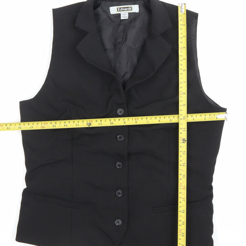 Edwards Womens Black Waistcoat S Regular Fit 5-Button Workwear Vest