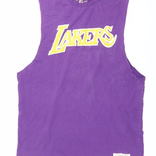 Mitchell & Ness Men's Purple XL Sleeveless Lakers Graphic T-Shirt