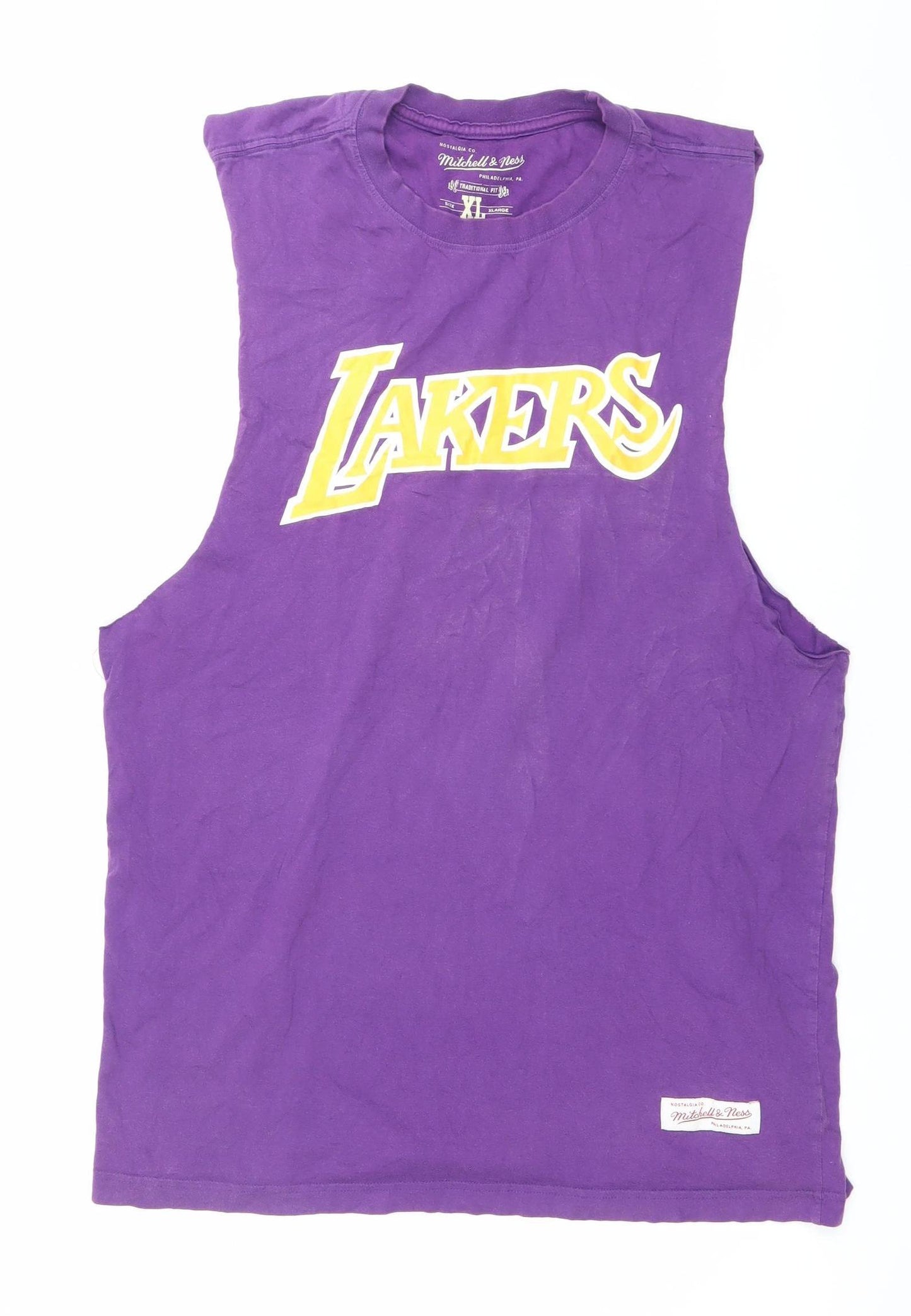 Mitchell & Ness Men's Purple XL Sleeveless Lakers Graphic T-Shirt