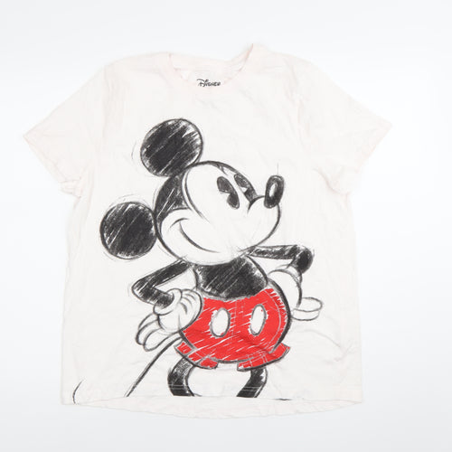 Disney Women White Mickey Mouse Nightshirt L Cotton T-Shirt Style