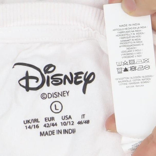 Disney Women White Mickey Mouse Nightshirt L Cotton T-Shirt Style
