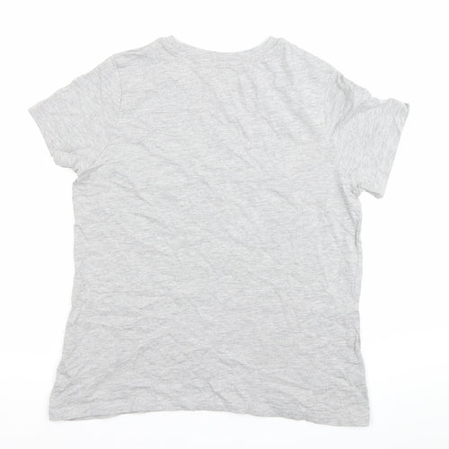 Lee Cooper Womens Grey Logo T-Shirt Size 12 Short Sleeve Cotton Blend