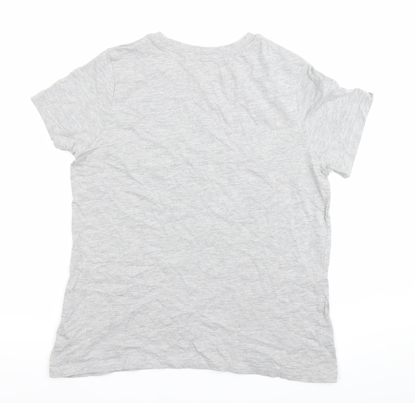 Lee Cooper Womens Grey Logo T-Shirt Size 12 Short Sleeve Cotton Blend