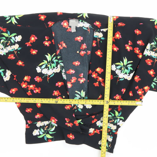 ASOS Women’s Black Floral Kimono Blouse Size 4 Balloon Sleeve