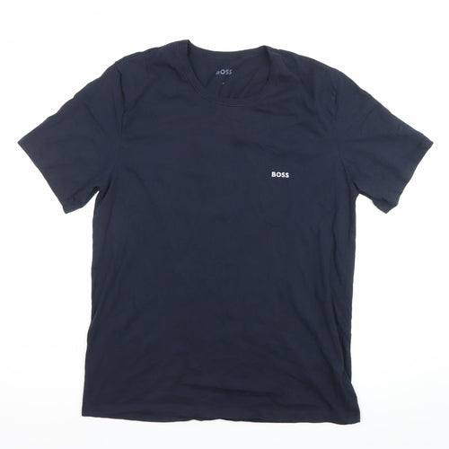 BOSS Mens Blue XL Crew Neck Cotton Logo Short Sleeve T-Shirt