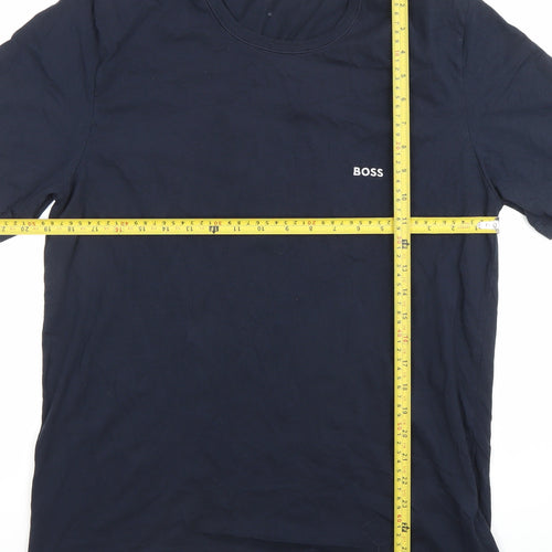 BOSS Mens Blue XL Crew Neck Cotton Logo Short Sleeve T-Shirt