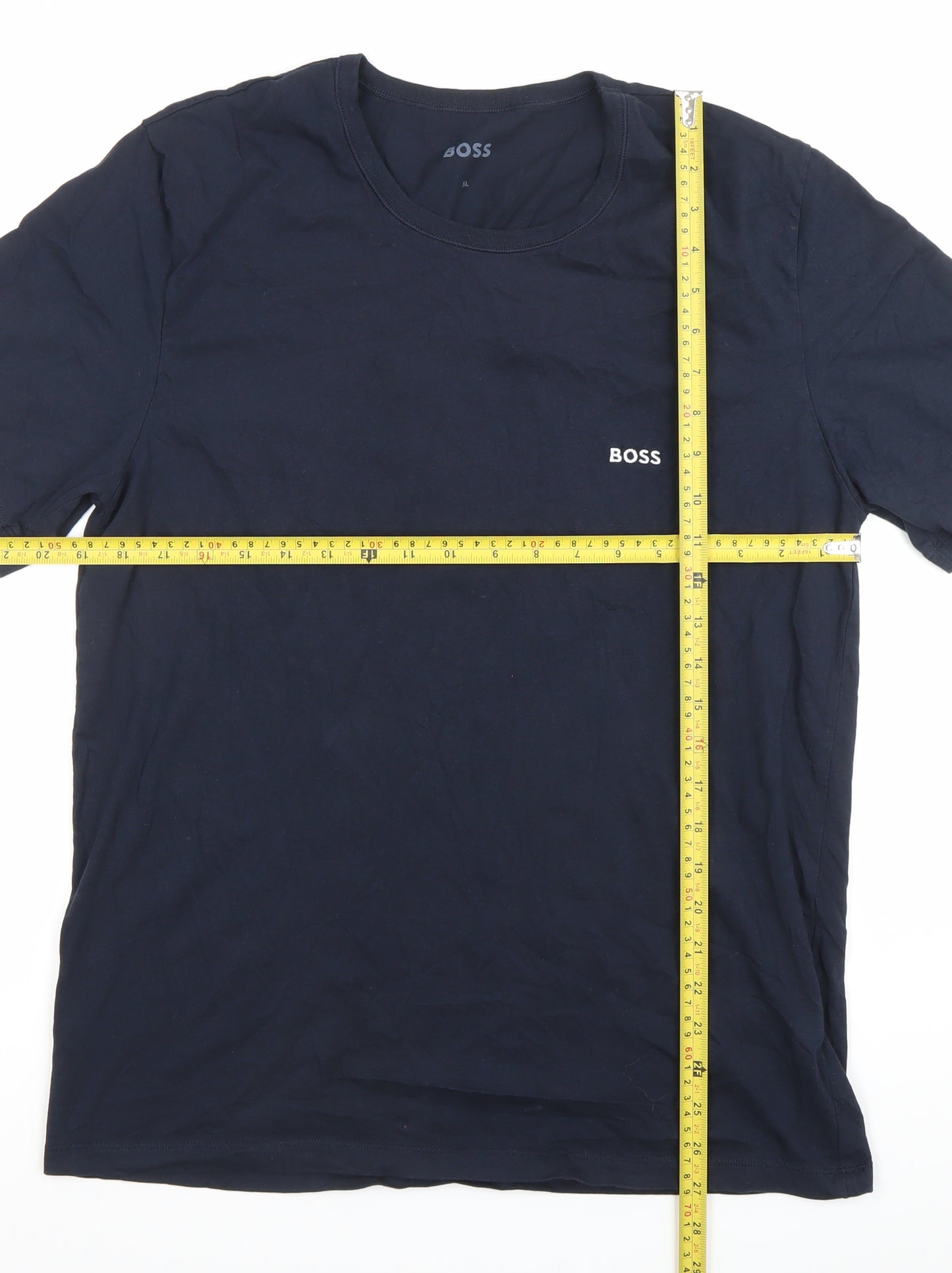 BOSS Mens Blue XL Crew Neck Cotton Logo Short Sleeve T-Shirt