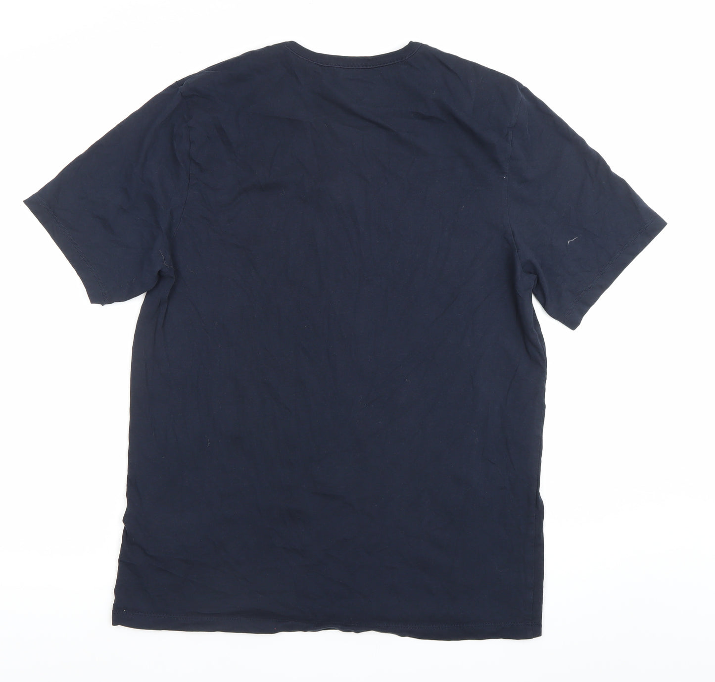 BOSS Mens Blue XL Crew Neck Cotton Logo Short Sleeve T-Shirt