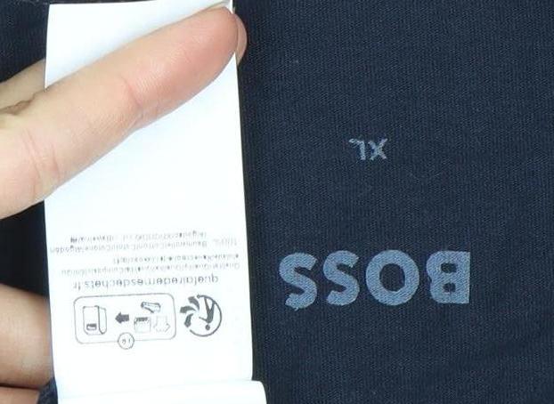 BOSS Mens Blue XL Crew Neck Cotton Logo Short Sleeve T-Shirt