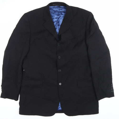 Daniel Hechter Men's Black Wool Blazer Jacket 42 Long Classic